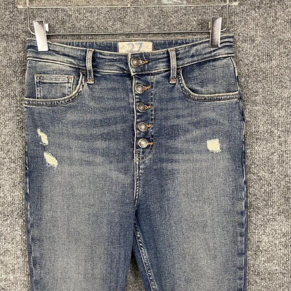 Free People Jeans Womens 27 Blue Sabrina Distressed Skinny Button Fly High Rise - Picture 3 of 16
